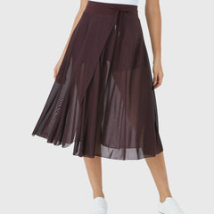 Women's High-Waisted A-Line Skirt - Elegant Everyday Wear | Spring - Coffee