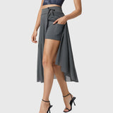 Women's High-Waisted A-Line Skirt - Elegant Everyday Wear | Spring - Gray