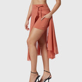 Women's High-Waisted A-Line Skirt - Elegant Everyday Wear | Spring - Orange