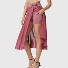 Women's High-Waisted A-Line Skirt - Elegant Everyday Wear | Spring - Pink