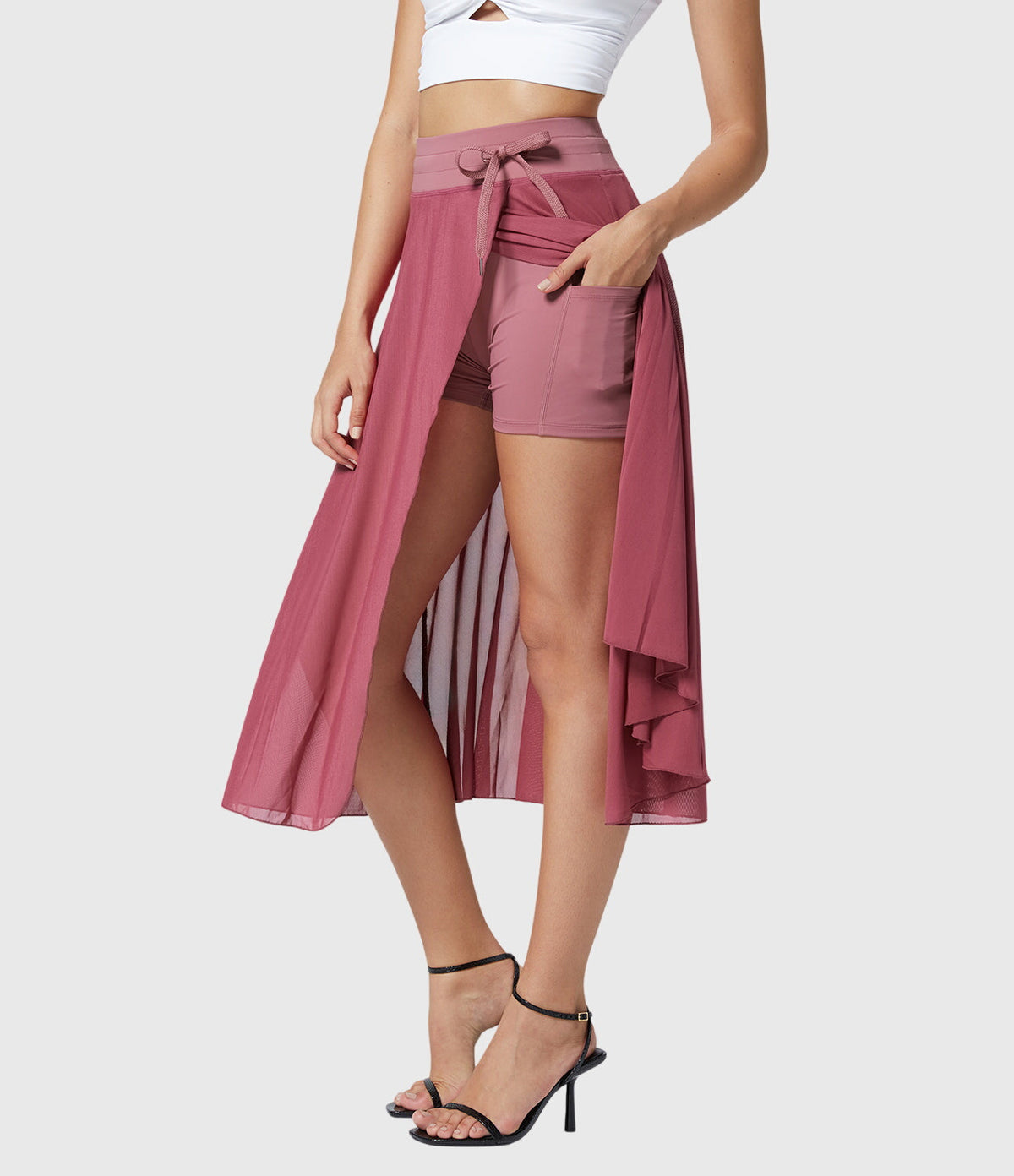 Women's High-Waisted A-Line Skirt - Elegant Everyday Wear | Spring - Pink