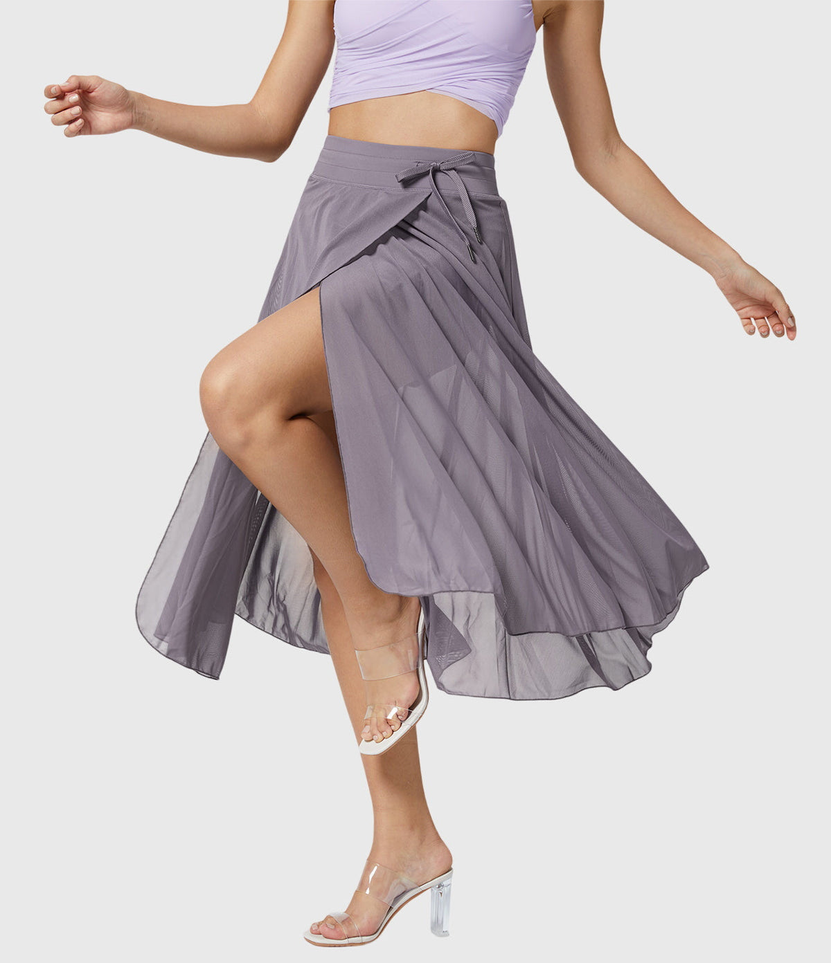 Women's High-Waisted A-Line Skirt - Elegant Everyday Wear | Spring - Purple
