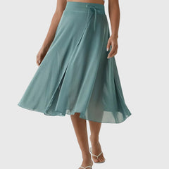 Women's High-Waisted A-Line Skirt - Elegant Everyday Wear | Spring - Turquoise