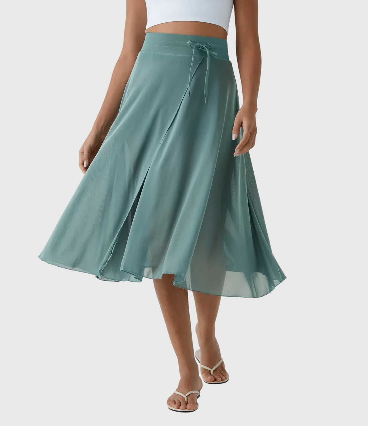 Women's High-Waisted A-Line Skirt - Elegant Everyday Wear | Spring - Turquoise