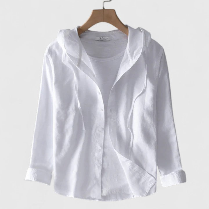 Women's Hooded Blouse - Relaxed Fit | Spring - White