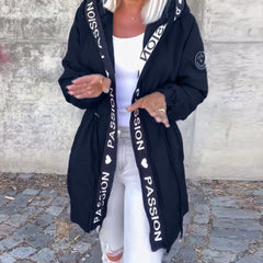 Women's Hooded Drawstring Midi Parka - Relaxed Fit | Autumn