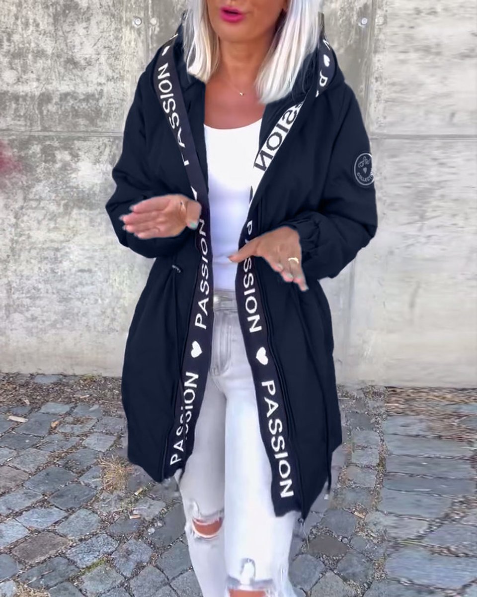 Women's Hooded Drawstring Midi Parka - Relaxed Fit | Autumn