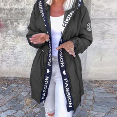 Women's Hooded Drawstring Midi Parka - Relaxed Fit | Autumn