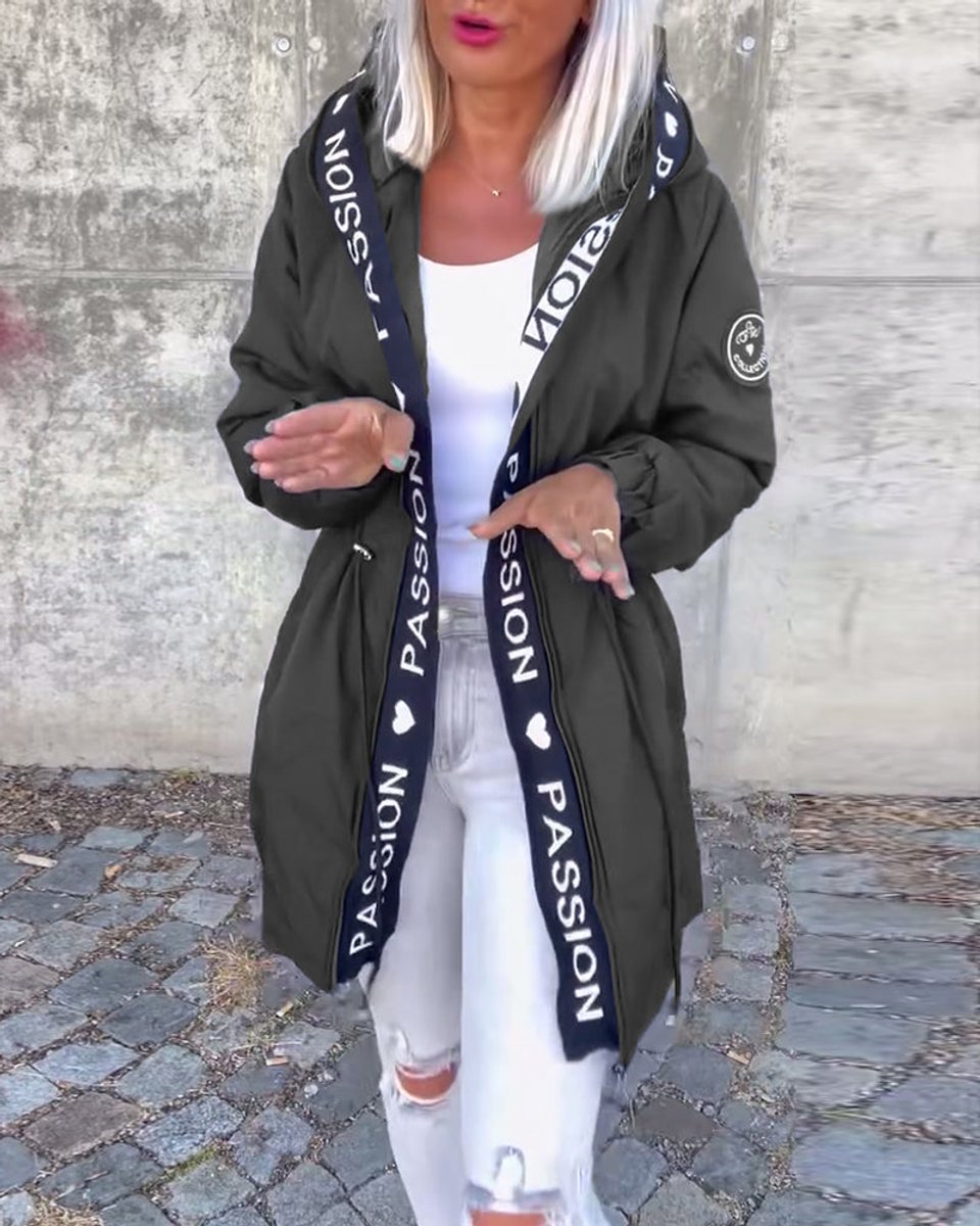 Women's Hooded Drawstring Midi Parka - Relaxed Fit | Autumn