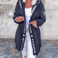 Women's Hooded Drawstring Midi Parka - Relaxed Fit | Autumn