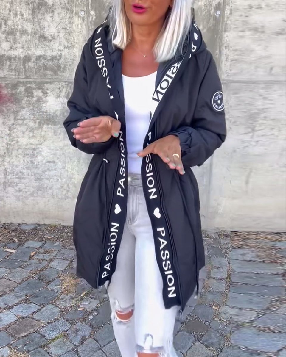 Women's Hooded Drawstring Midi Parka - Relaxed Fit | Autumn