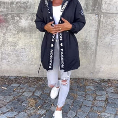 Women's Hooded Drawstring Midi Parka - Relaxed Fit | Autumn