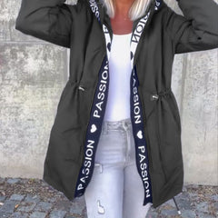 Women's Hooded Drawstring Midi Parka - Relaxed Fit | Autumn