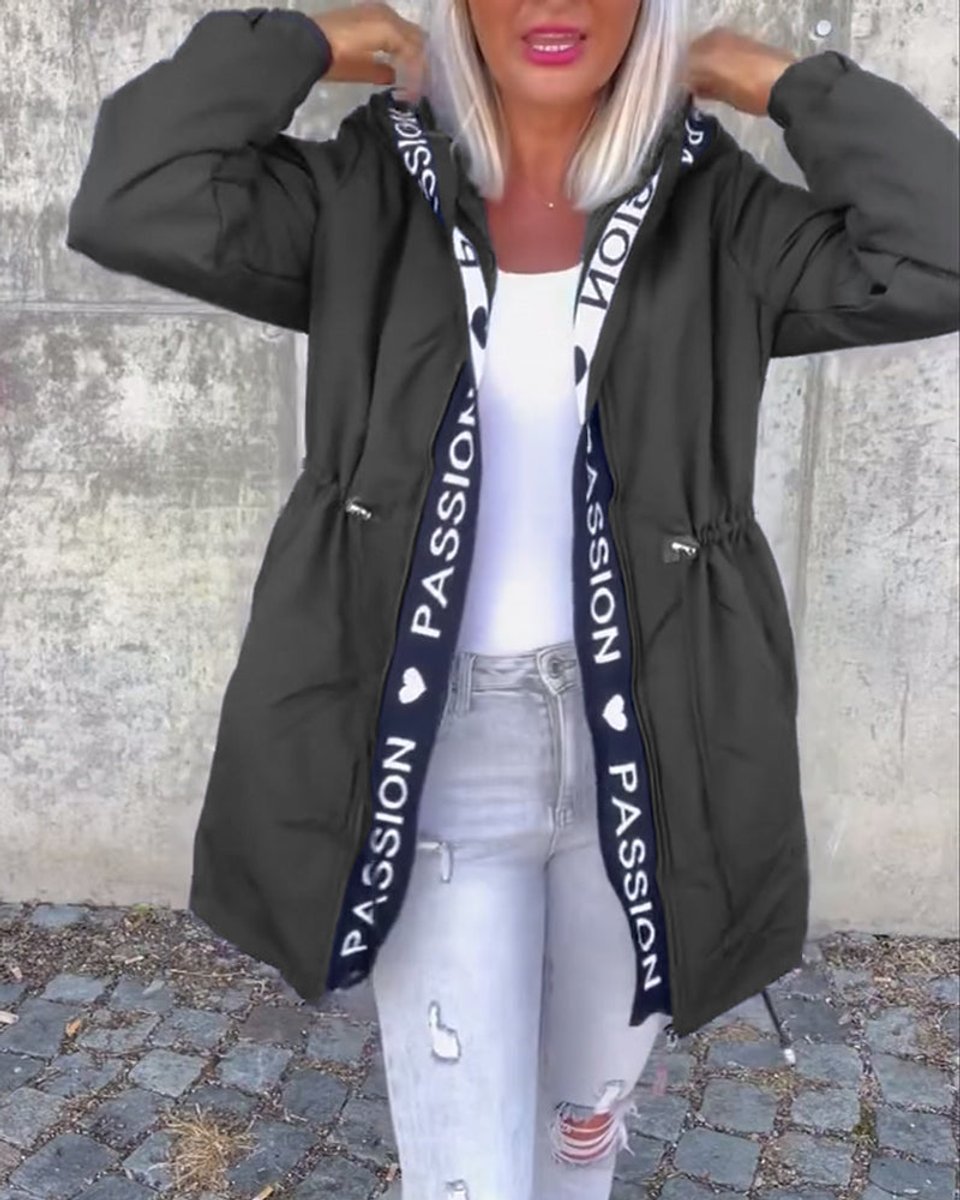 Women's Hooded Drawstring Midi Parka - Relaxed Fit | Autumn