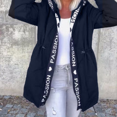 Women's Hooded Drawstring Midi Parka - Relaxed Fit | Autumn