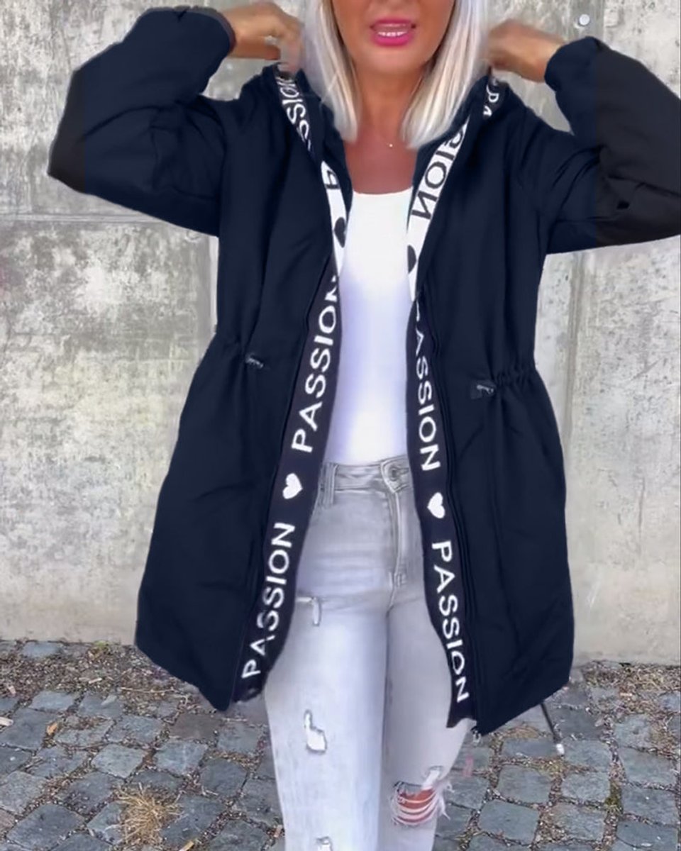 Women's Hooded Drawstring Midi Parka - Relaxed Fit | Autumn