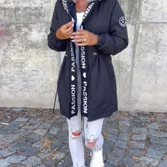 Women's Hooded Drawstring Midi Parka - Relaxed Fit | Autumn
