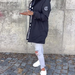 Women's Hooded Drawstring Midi Parka - Relaxed Fit | Autumn
