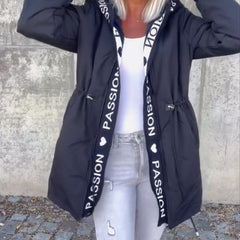 Women's Hooded Drawstring Midi Parka - Relaxed Fit | Autumn