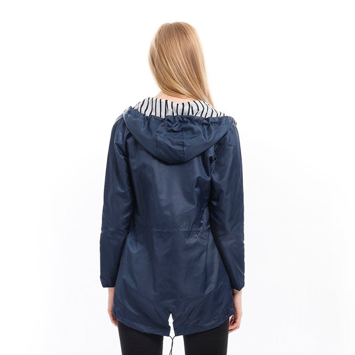 Women's Hooded Drawstring Waterproof Rain Coat | Autumn