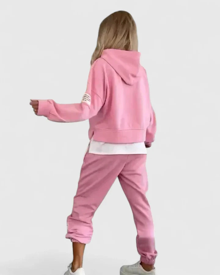 Women's Hooded Sweatshirt and Pants Set - Color-Block Lounge | Autumn