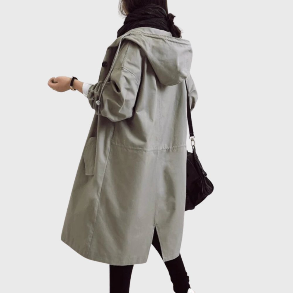 Women's Hooded Waterproof Trench Coat - Relaxed Knee-Length | Autumn