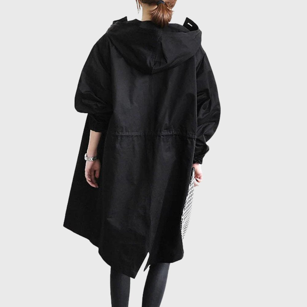 Women's Hooded Waterproof Trench Coat - Relaxed Knee-Length | Autumn