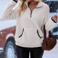Women's Hoodie | Half-Zip | Winter - White