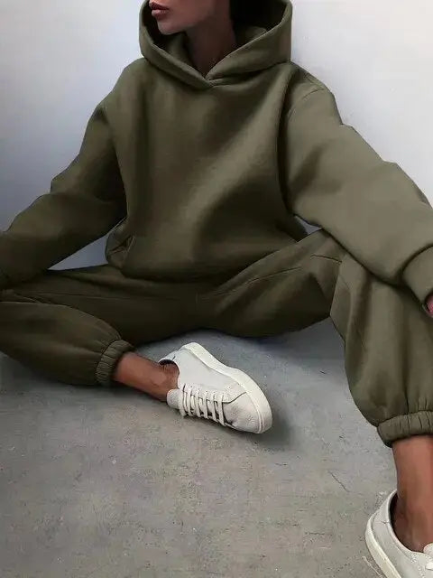 Women's Hoodie & Joggers Set | Comfort Wear | Autumn - Olive Green