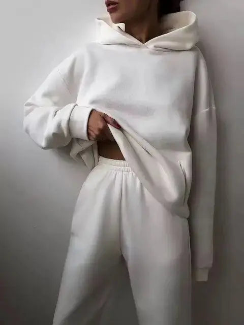 Women's Hoodie & Joggers Set | Comfort Wear | Autumn - White