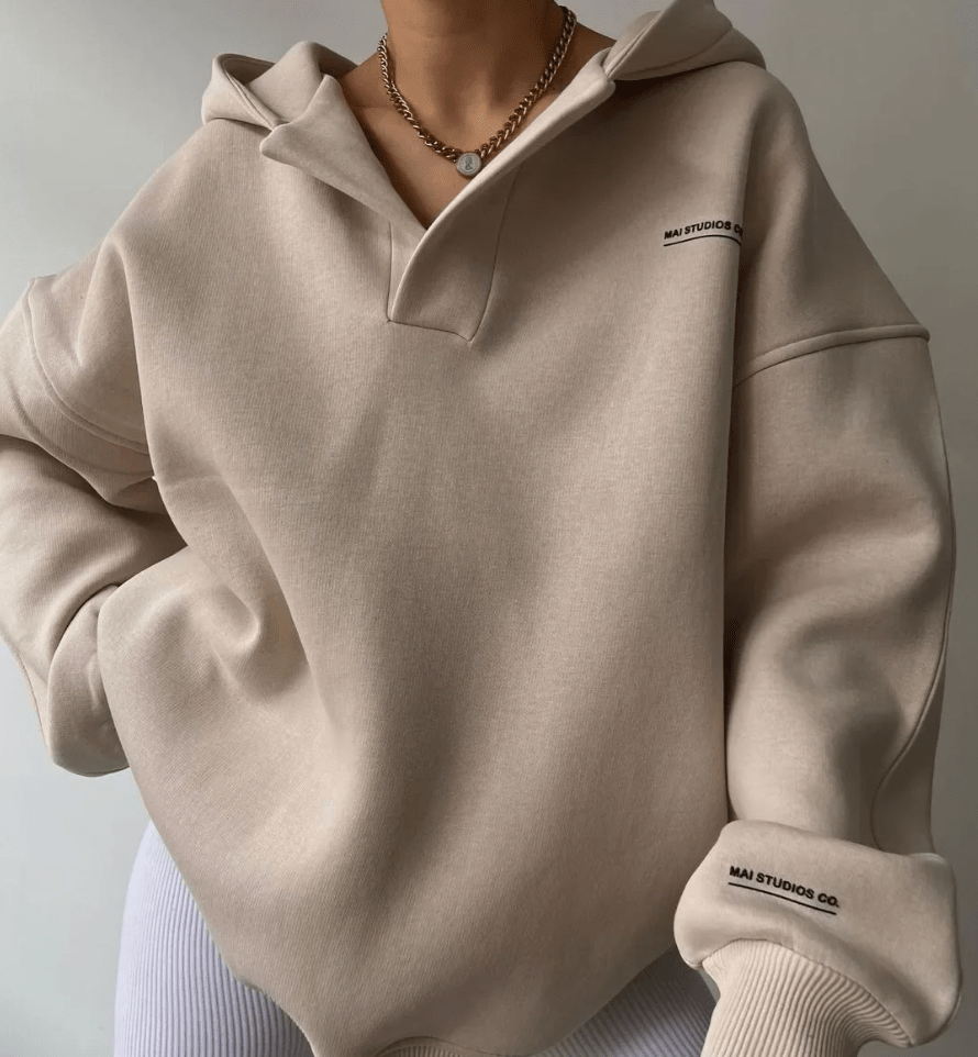 Women's Hoodie | Oversized | Hood | Autumn - Beige