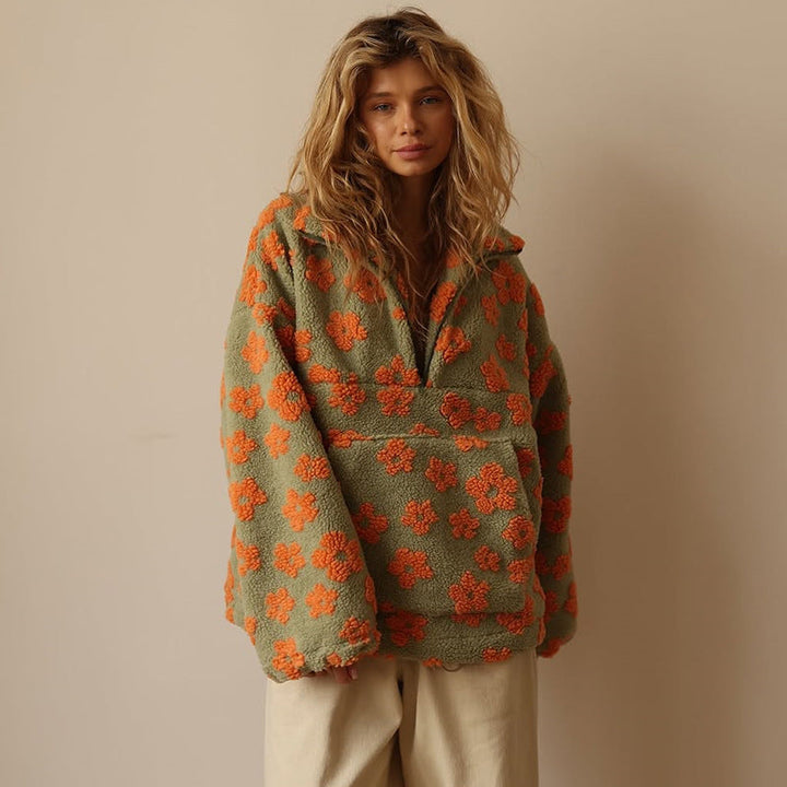 Women's Hoodie | Oversized Zip Detail | Winter - Orange
