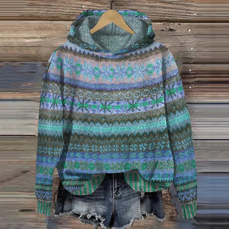 Women's Hoodie | Patterned | Winter - Blue