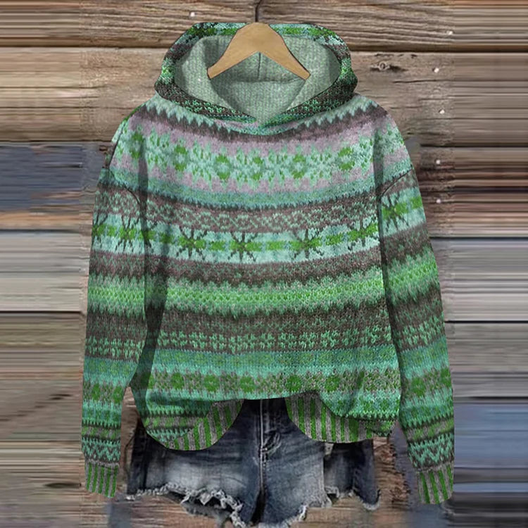 Women's Hoodie | Patterned | Winter - Green