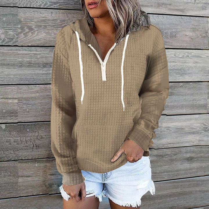 Women's Hoodie | Relaxed | With Drawstring | Autumn - Khaki