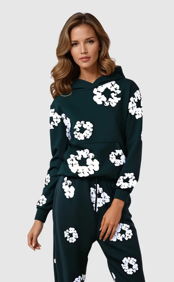 Women's Hoodie Set | Relaxed | Drawstring | Winter - Black