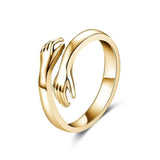 Women's Hug Ring with Hand Design - Gold & Silver - Gold