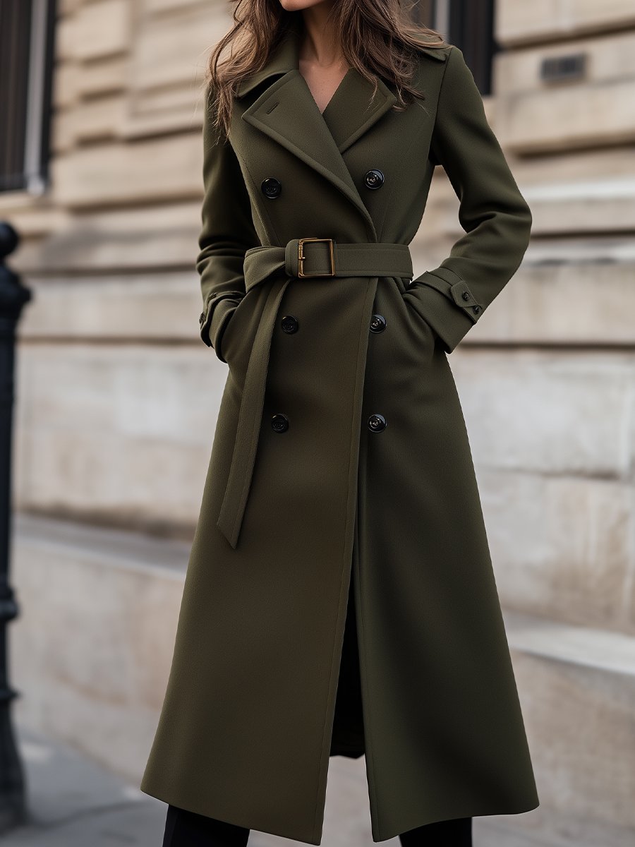 Women's Jacket | Double Breasted | Winter - Olive Green
