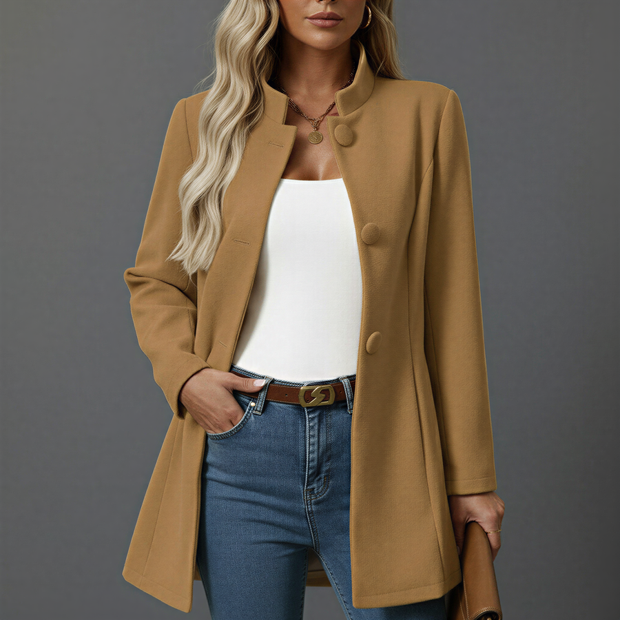 Women's Jacket | Elegant Tailored | Button Front | Autumn - Camel