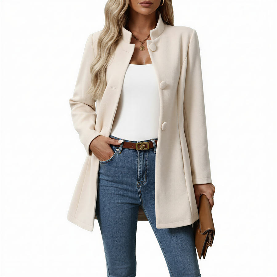 Women's Jacket | Elegant Tailored | Button Front | Autumn - Cream