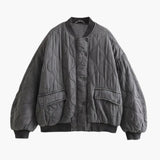 Women's Jacket | Oversized Quilted | Bomber | Autumn - Grey