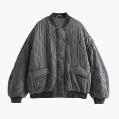 Women's Jacket | Oversized Quilted | Bomber | Autumn - Grey