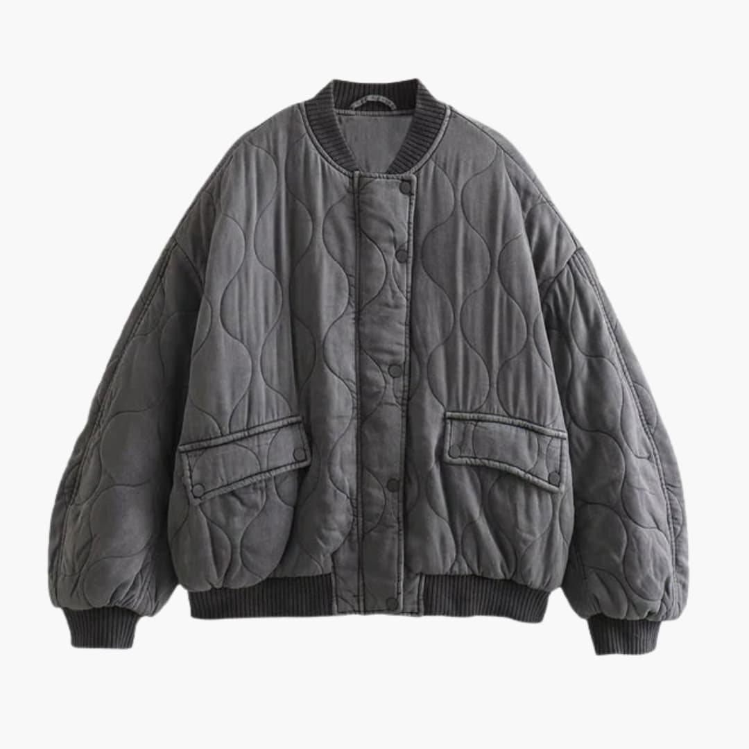 Women's Jacket | Oversized Quilted | Bomber | Autumn - Grey