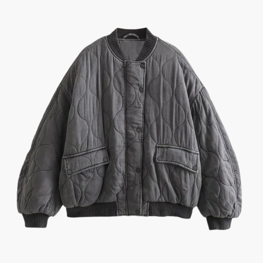 Women's Jacket | Oversized Quilted | Bomber | Fall - Grey