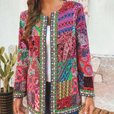 Women's Jacket | Patchwork | Open-Front | Spring - Red
