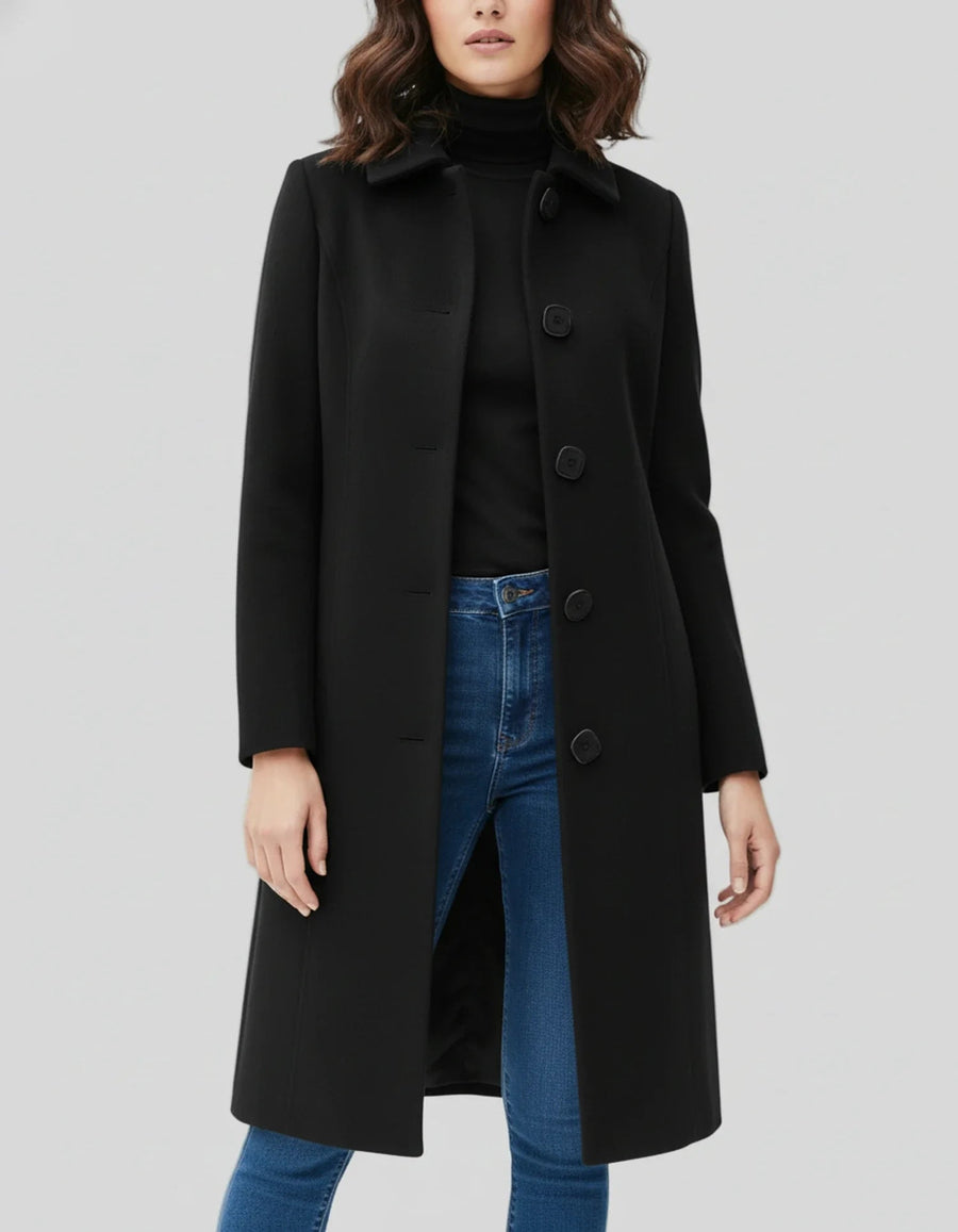 Women's Jacket | Tailored Longline | Button Front | Winter - Black