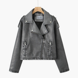 Women's Jacket | Tailored Moto | Adjustable Belt | Autumn - Charcoal