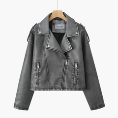 Women's Jacket | Tailored Moto | Adjustable Belt | Autumn - Charcoal