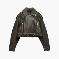 Women's Jacket | Tailored Moto | Adjustable Belt | Autumn - Forest Green