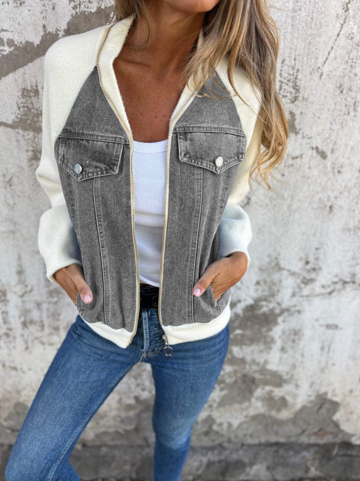 Women's Jacket | Tailored V-Neck | Autumn - Gray